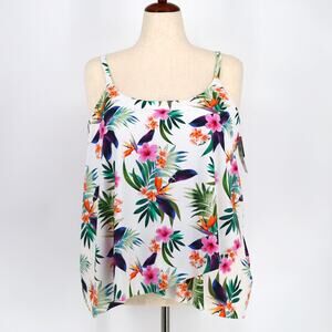 Island Escape Women White Tropical Capetown Underwire Swim Tankini Top Size 18W